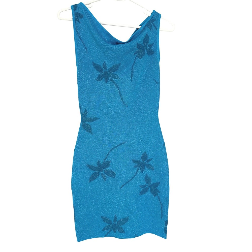 NWT White Fox Forever Dreaming Mini Bodycon Dress Blue Floral XXS - Picture 5 of 15
